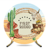 Aperturee - Aperturee Cowboy Desert First Rodeo Round Birthday Backdrop